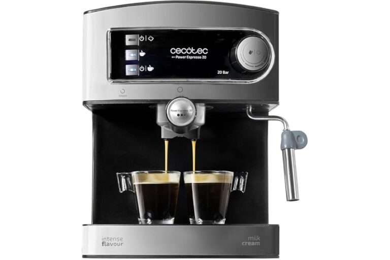 Lee más sobre el artículo Análisis Brutal + Comparativa Cecotec Cafetera Express Manual Power Espresso 20. 850 W, Presión 20 Bares, Depósito de 1,6L, Brazo Doble Salida, Vaporizador