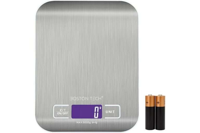 Lee más sobre el artículo Análisis Brutal + Comparativa Boston Tech Báscula de Cocina Digital – Acero Inoxidable, Alta Precisión, Impermeable, Capacidad 5kg, Pantalla LCD, Función T