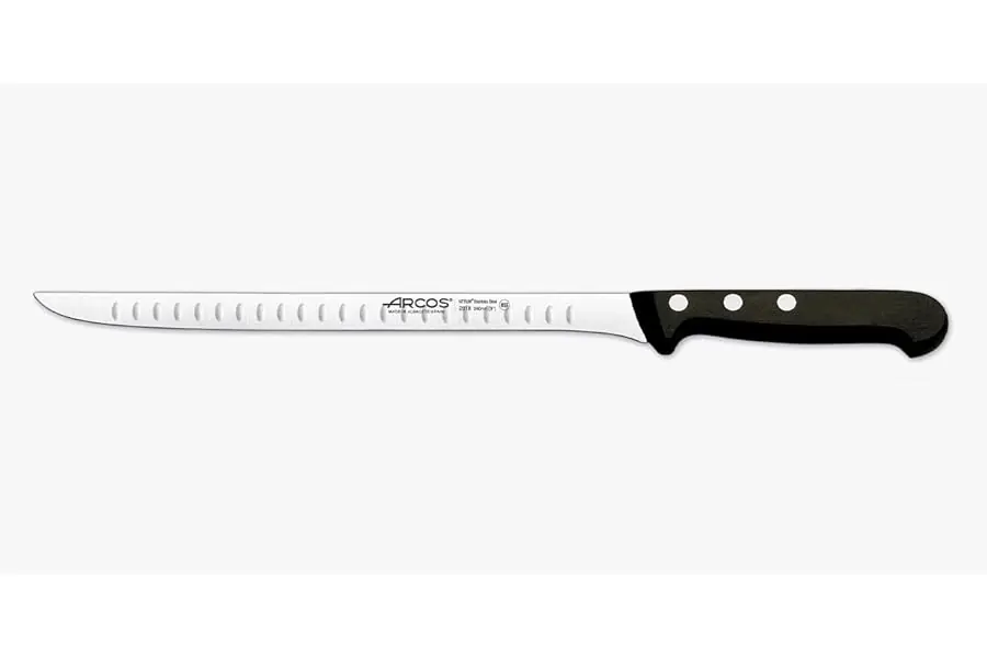 Análisis Brutal + Comparativa Arcos Cuchillo Jamonero con Alveolos de Acero Inoxidable. Hoja 240 mm. Mango de Polioximetileno POM para Cortar o Tallar Alim