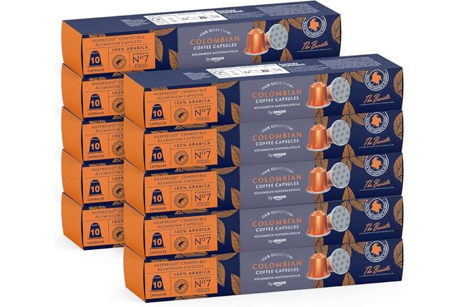Análisis Brutal + Comparativa By Amazon Café Colombiano Compatible con Nespresso, 100% Arábica, Tueste Medio, 100 Cápsulas de Aluminio (10 paquetes de 10),
